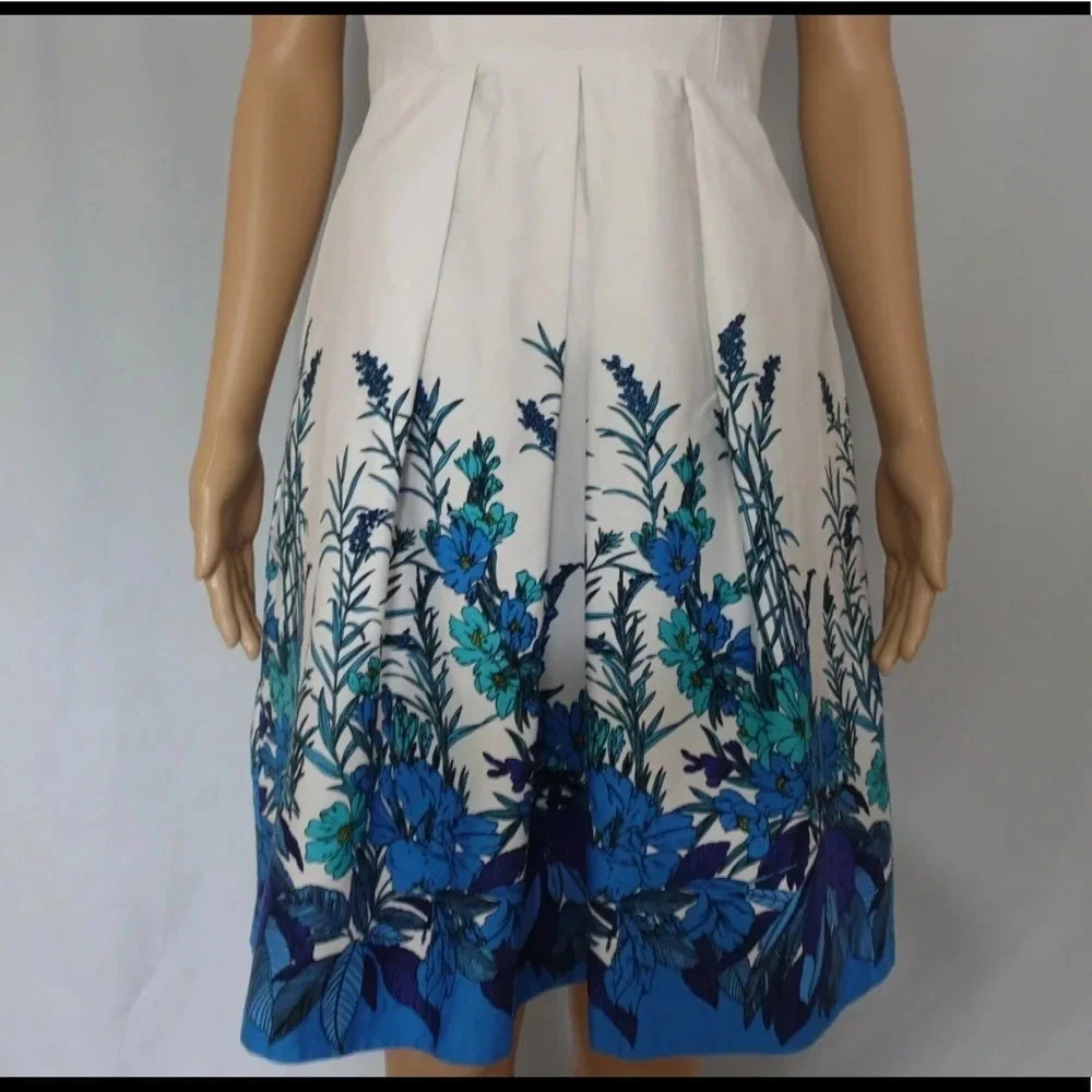 Muse White and Blue Floral Dress - Picture 4 of 8